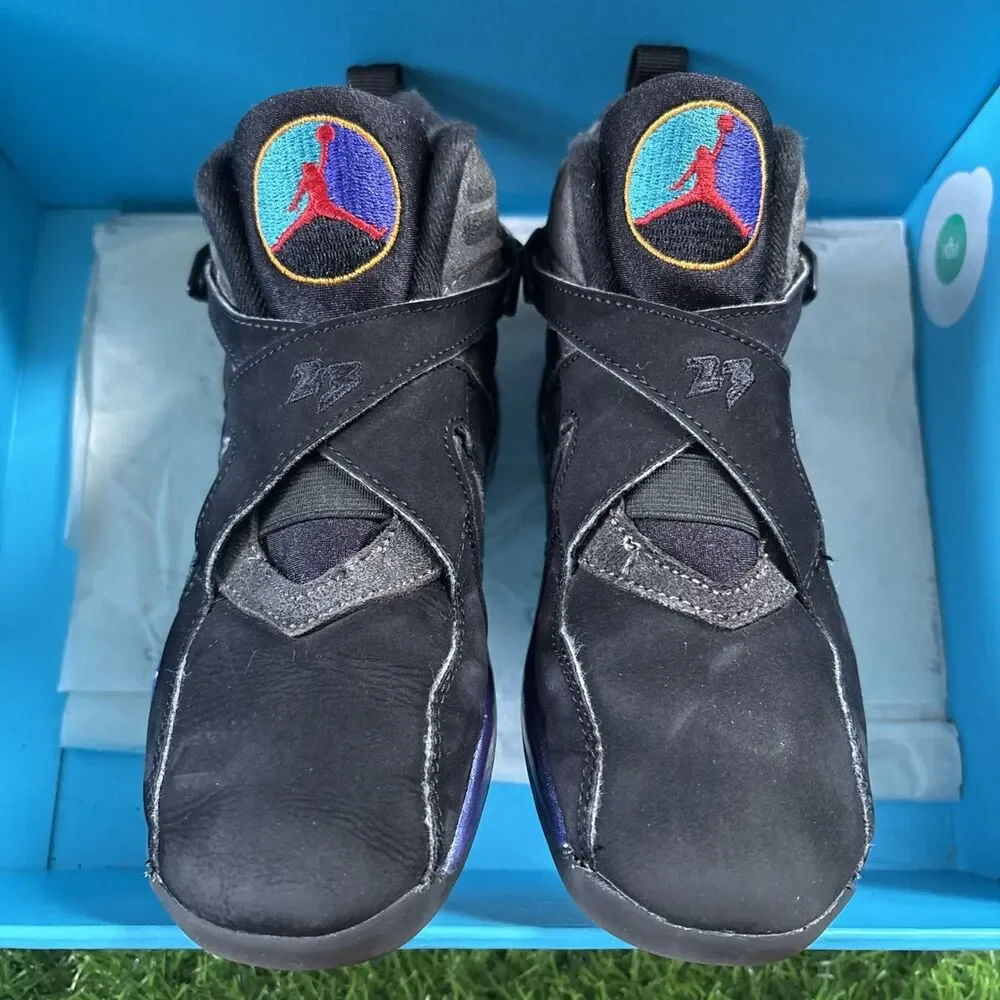 Nike Air Jordan 8 Retro GS Aqua/Black/Purple/Blue Sneaker 305369-006 Size 1Y